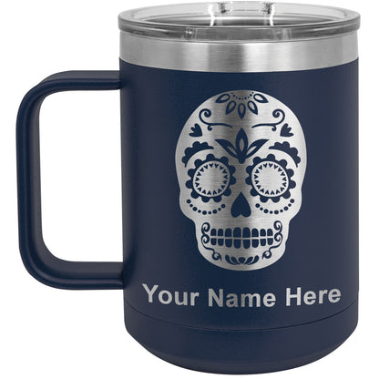 15oz Vacuum Insulated Coffee Mug, Day of the Dead, Personalized Engraving Included