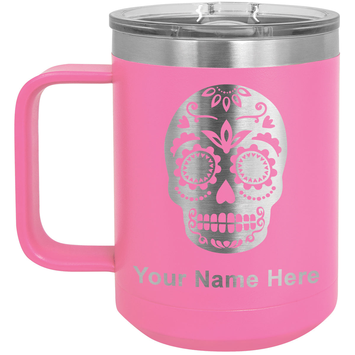 15oz Vacuum Insulated Coffee Mug, Day of the Dead, Personalized Engraving Included