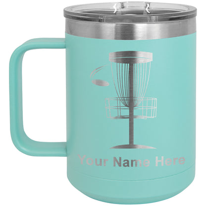 15oz Vacuum Insulated Coffee Mug, Disc Golf, Personalized Engraving Included