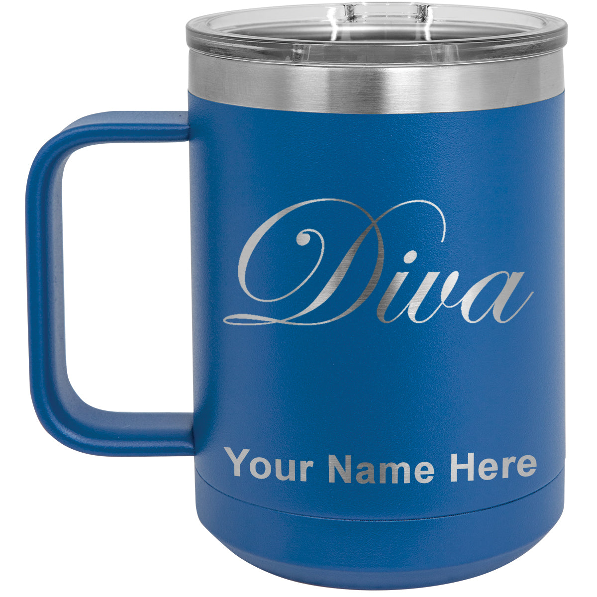 15oz Vacuum Insulated Coffee Mug, Diva, Personalized Engraving Included