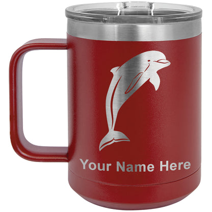 15oz Vacuum Insulated Coffee Mug, Dolphin, Personalized Engraving Included