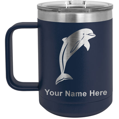 15oz Vacuum Insulated Coffee Mug, Dolphin, Personalized Engraving Included