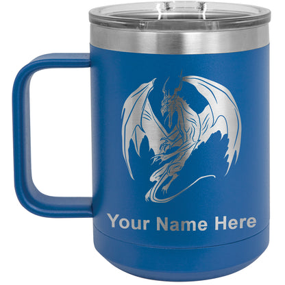 15oz Vacuum Insulated Coffee Mug, Dragon, Personalized Engraving Included