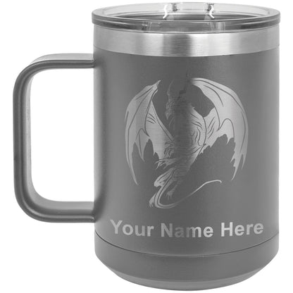 15oz Vacuum Insulated Coffee Mug, Dragon, Personalized Engraving Included