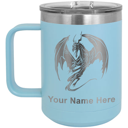 15oz Vacuum Insulated Coffee Mug, Dragon, Personalized Engraving Included