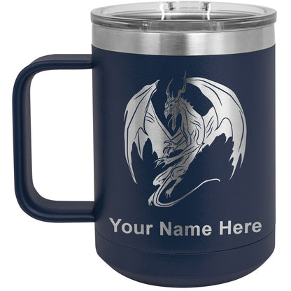 15oz Vacuum Insulated Coffee Mug, Dragon, Personalized Engraving Included