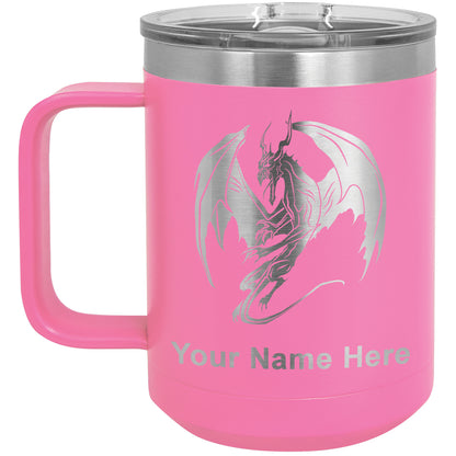 15oz Vacuum Insulated Coffee Mug, Dragon, Personalized Engraving Included