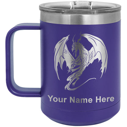 15oz Vacuum Insulated Coffee Mug, Dragon, Personalized Engraving Included