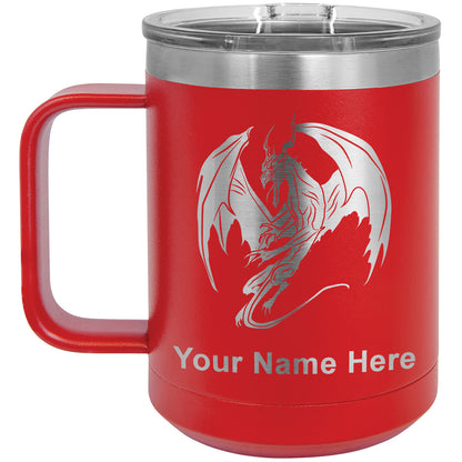 15oz Vacuum Insulated Coffee Mug, Dragon, Personalized Engraving Included