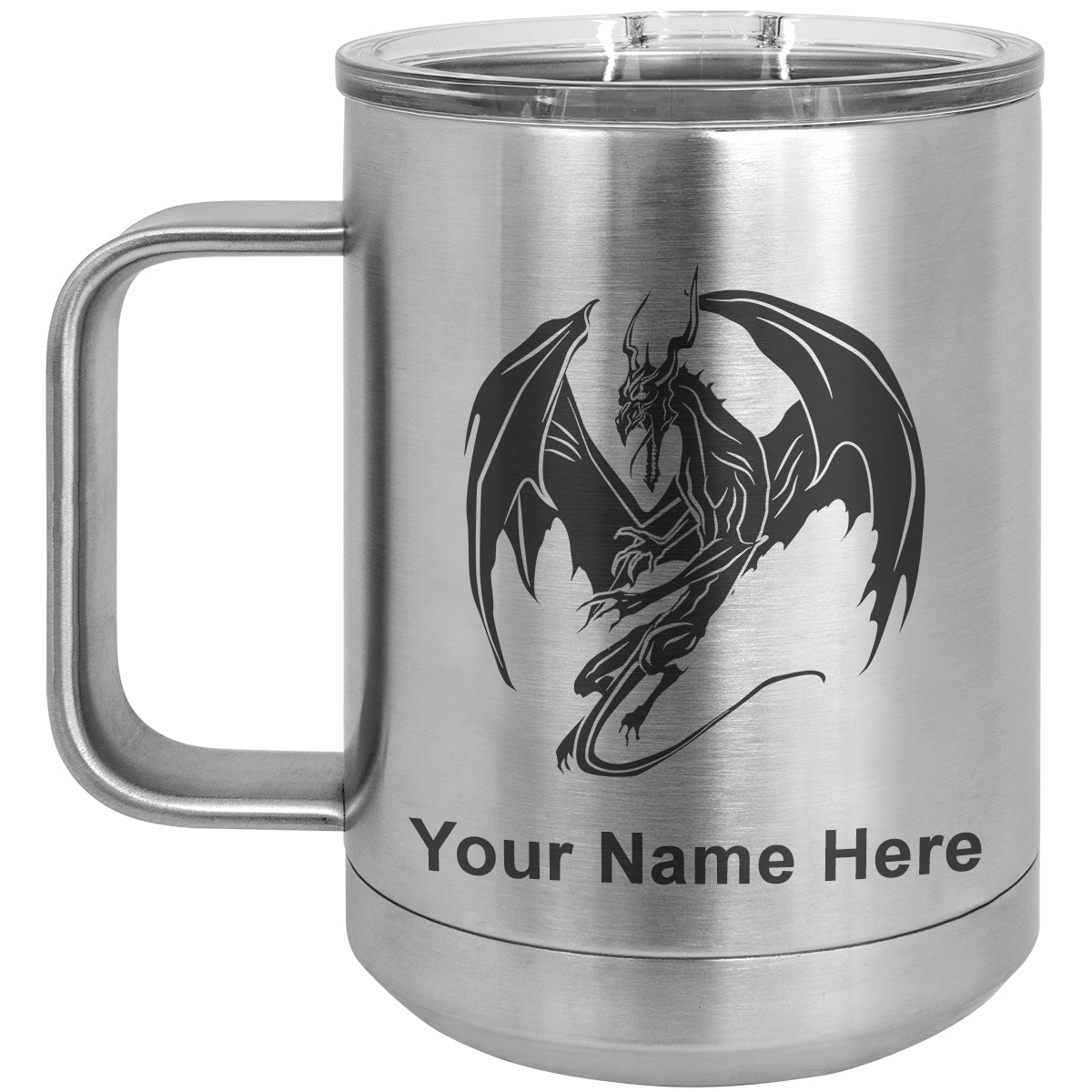 15oz Vacuum Insulated Coffee Mug, Dragon, Personalized Engraving Included