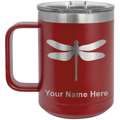 15oz Vacuum Insulated Coffee Mug, Dragonfly, Personalized Engraving Included