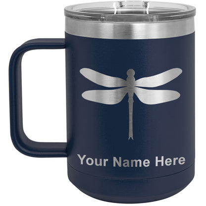 15oz Vacuum Insulated Coffee Mug, Dragonfly, Personalized Engraving Included