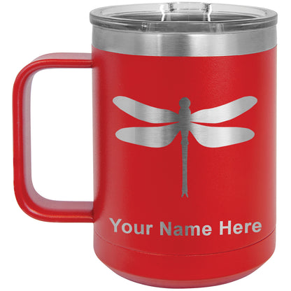 15oz Vacuum Insulated Coffee Mug, Dragonfly, Personalized Engraving Included