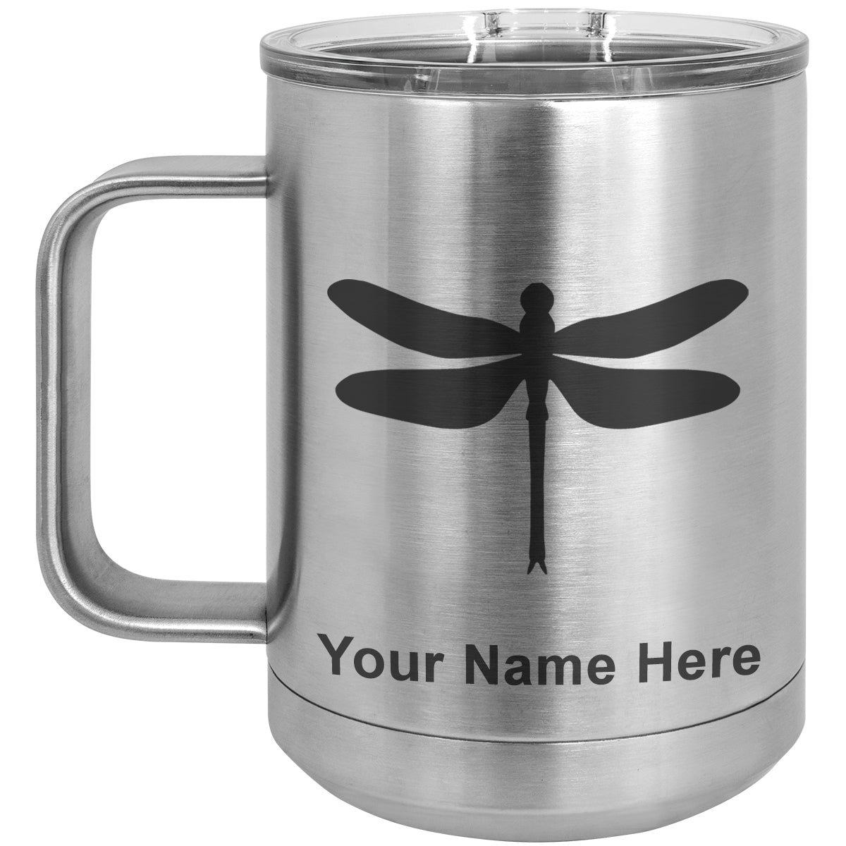 15oz Vacuum Insulated Coffee Mug, Dragonfly, Personalized Engraving Included
