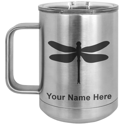15oz Vacuum Insulated Coffee Mug, Dragonfly, Personalized Engraving Included