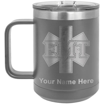 15oz Vacuum Insulated Coffee Mug, EMT Emergency Medical Technician, Personalized Engraving Included