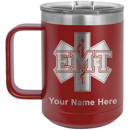 15oz Vacuum Insulated Coffee Mug, EMT Emergency Medical Technician, Personalized Engraving Included