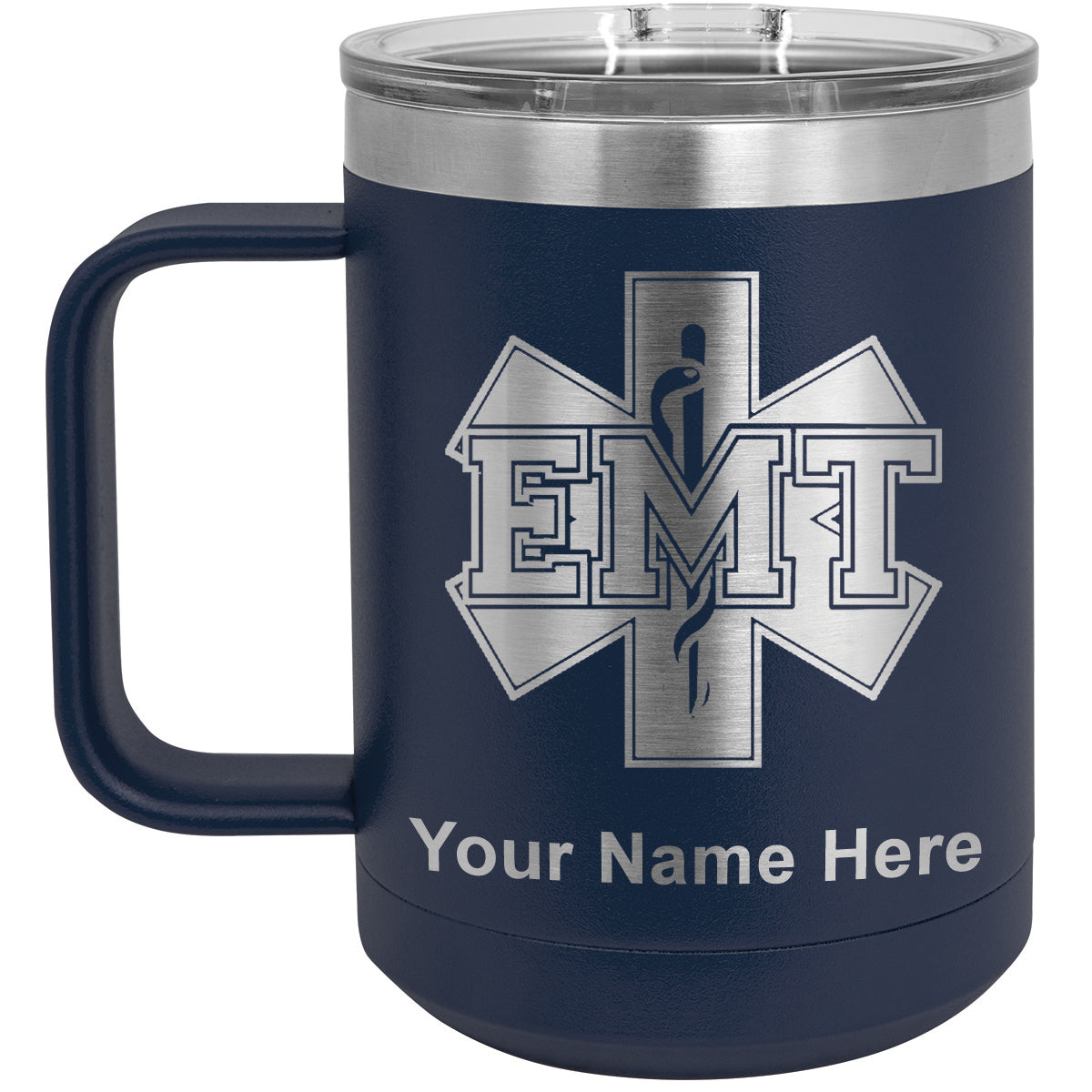 15oz Vacuum Insulated Coffee Mug, EMT Emergency Medical Technician, Personalized Engraving Included