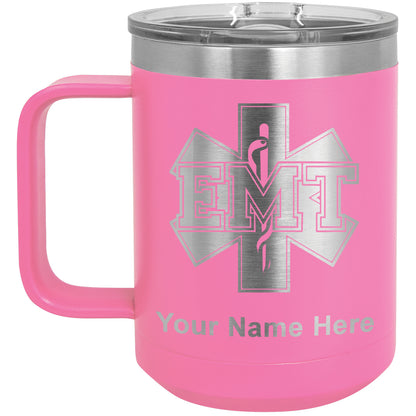 15oz Vacuum Insulated Coffee Mug, EMT Emergency Medical Technician, Personalized Engraving Included