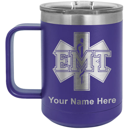 15oz Vacuum Insulated Coffee Mug, EMT Emergency Medical Technician, Personalized Engraving Included