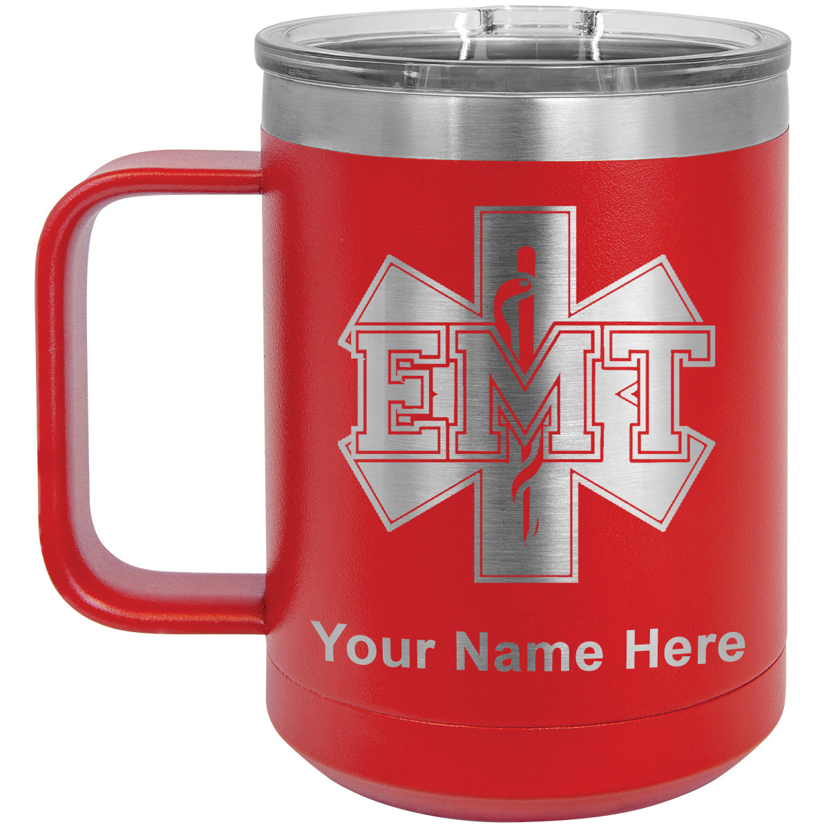 15oz Vacuum Insulated Coffee Mug, EMT Emergency Medical Technician, Personalized Engraving Included