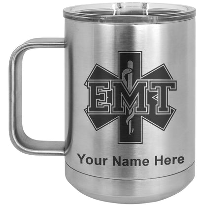 15oz Vacuum Insulated Coffee Mug, EMT Emergency Medical Technician, Personalized Engraving Included
