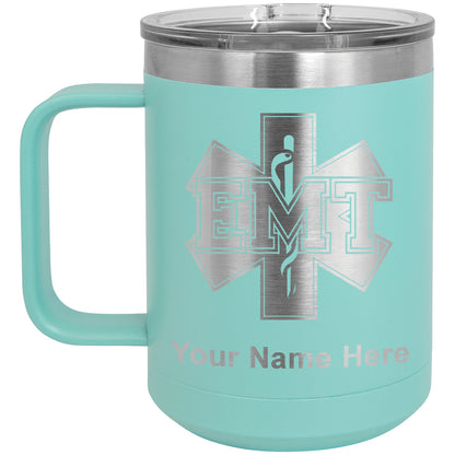 15oz Vacuum Insulated Coffee Mug, EMT Emergency Medical Technician, Personalized Engraving Included