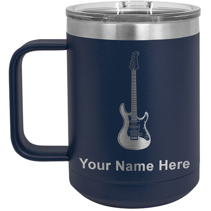 15oz Vacuum Insulated Coffee Mug, Electric Guitar, Personalized Engraving Included