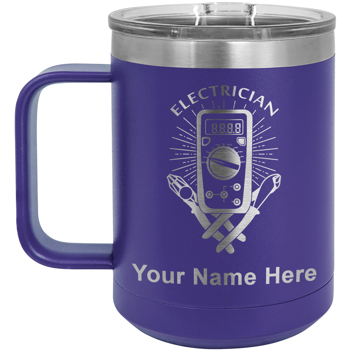 15oz Vacuum Insulated Coffee Mug, Electrician, Personalized Engraving Included