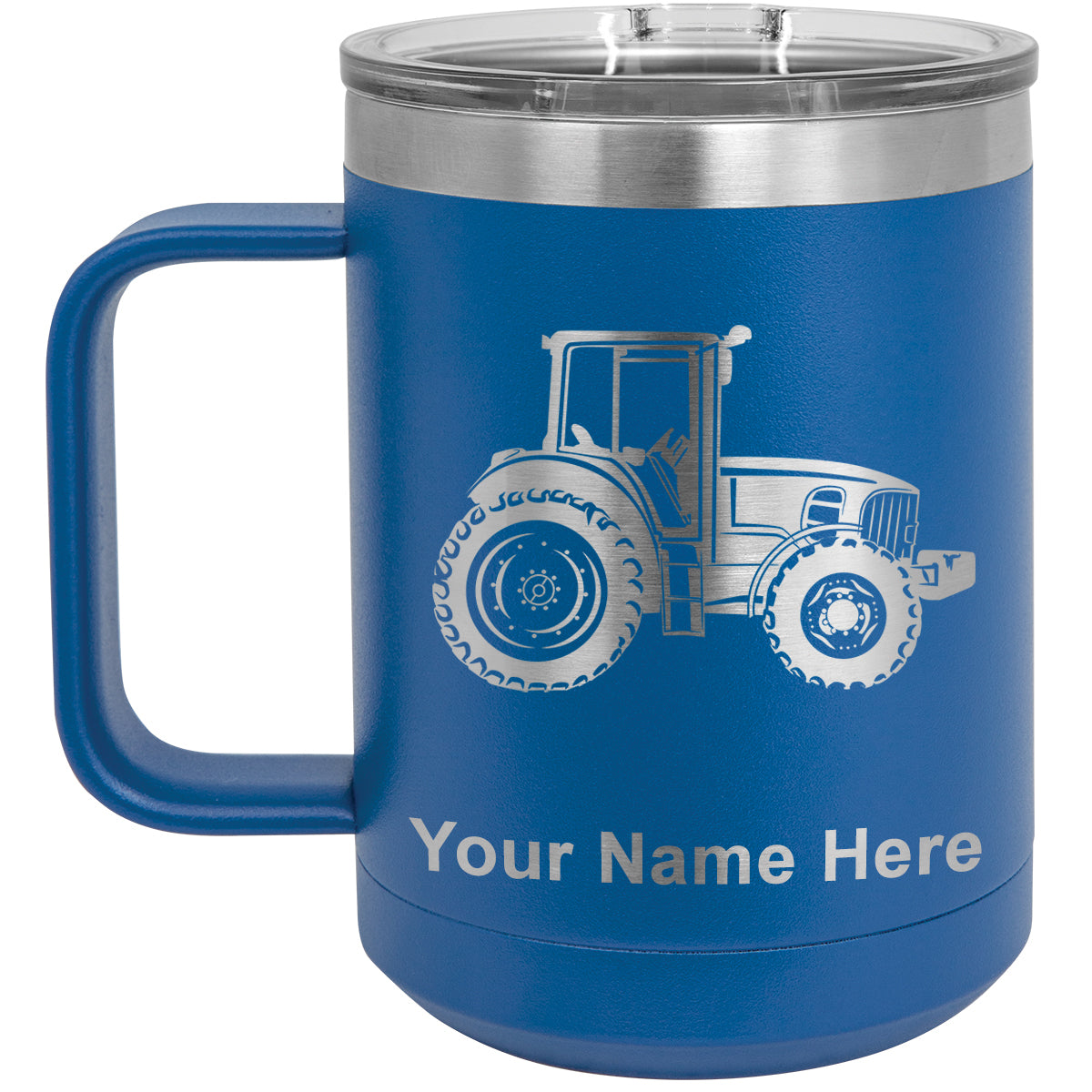 15oz Vacuum Insulated Coffee Mug, Farm Tractor, Personalized Engraving Included