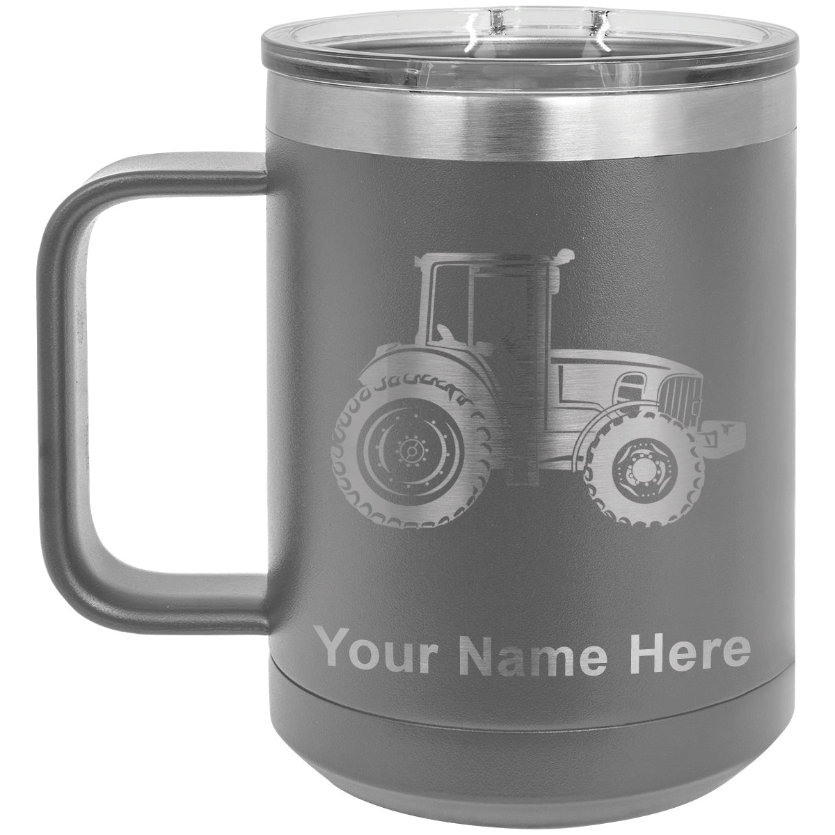 15oz Vacuum Insulated Coffee Mug, Farm Tractor, Personalized Engraving Included