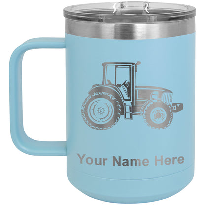 15oz Vacuum Insulated Coffee Mug, Farm Tractor, Personalized Engraving Included