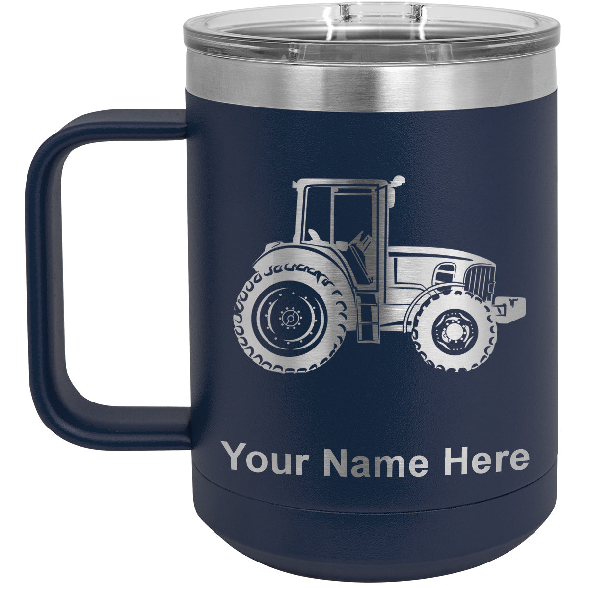 15oz Vacuum Insulated Coffee Mug, Farm Tractor, Personalized Engraving Included