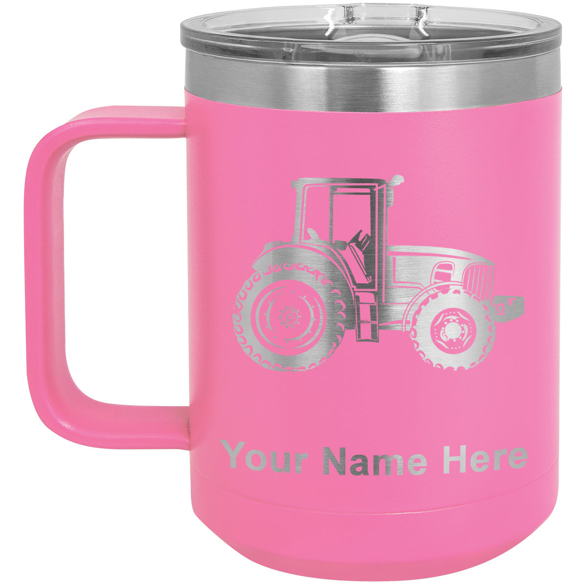 15oz Vacuum Insulated Coffee Mug, Farm Tractor, Personalized Engraving Included