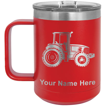 15oz Vacuum Insulated Coffee Mug, Farm Tractor, Personalized Engraving Included