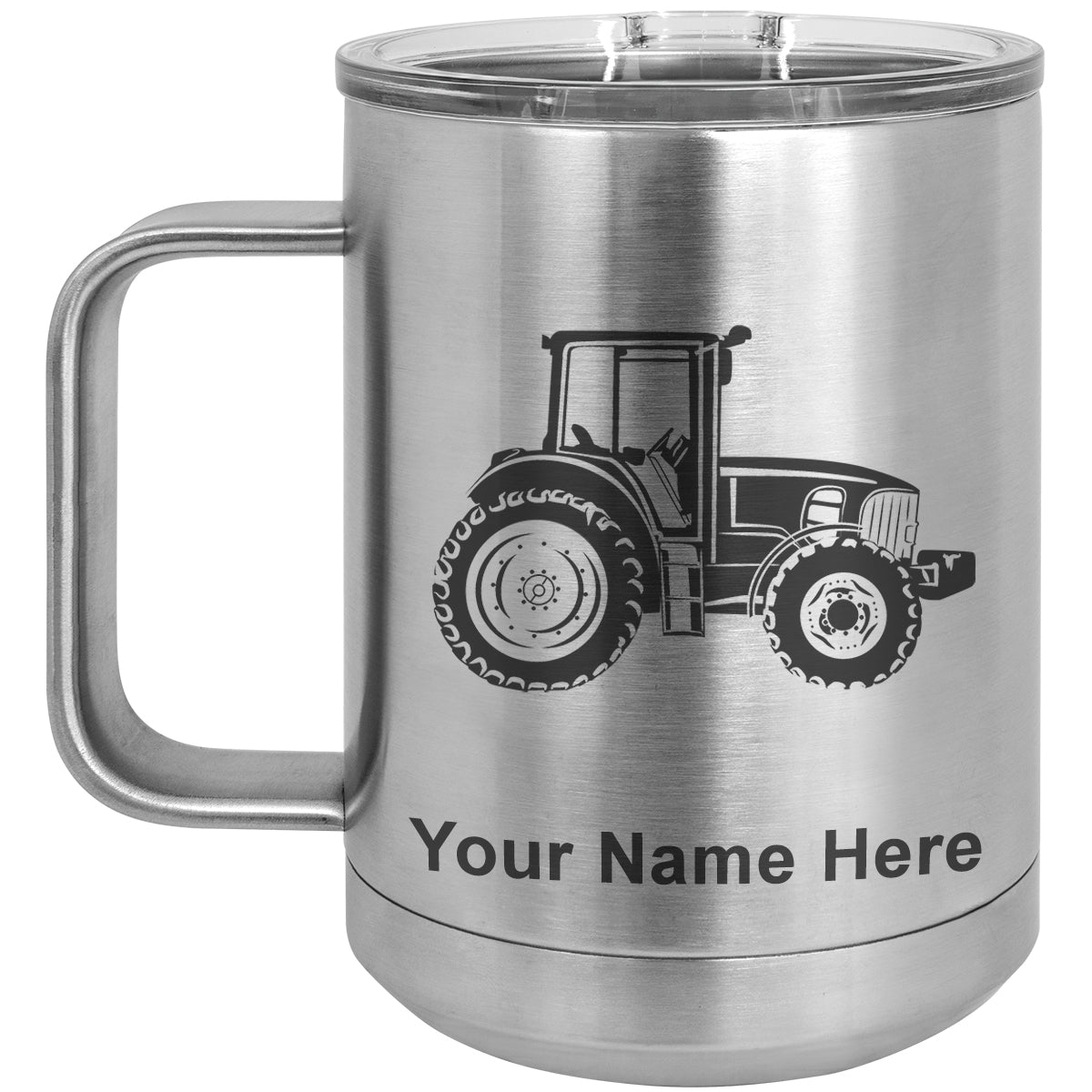 15oz Vacuum Insulated Coffee Mug, Farm Tractor, Personalized Engraving Included