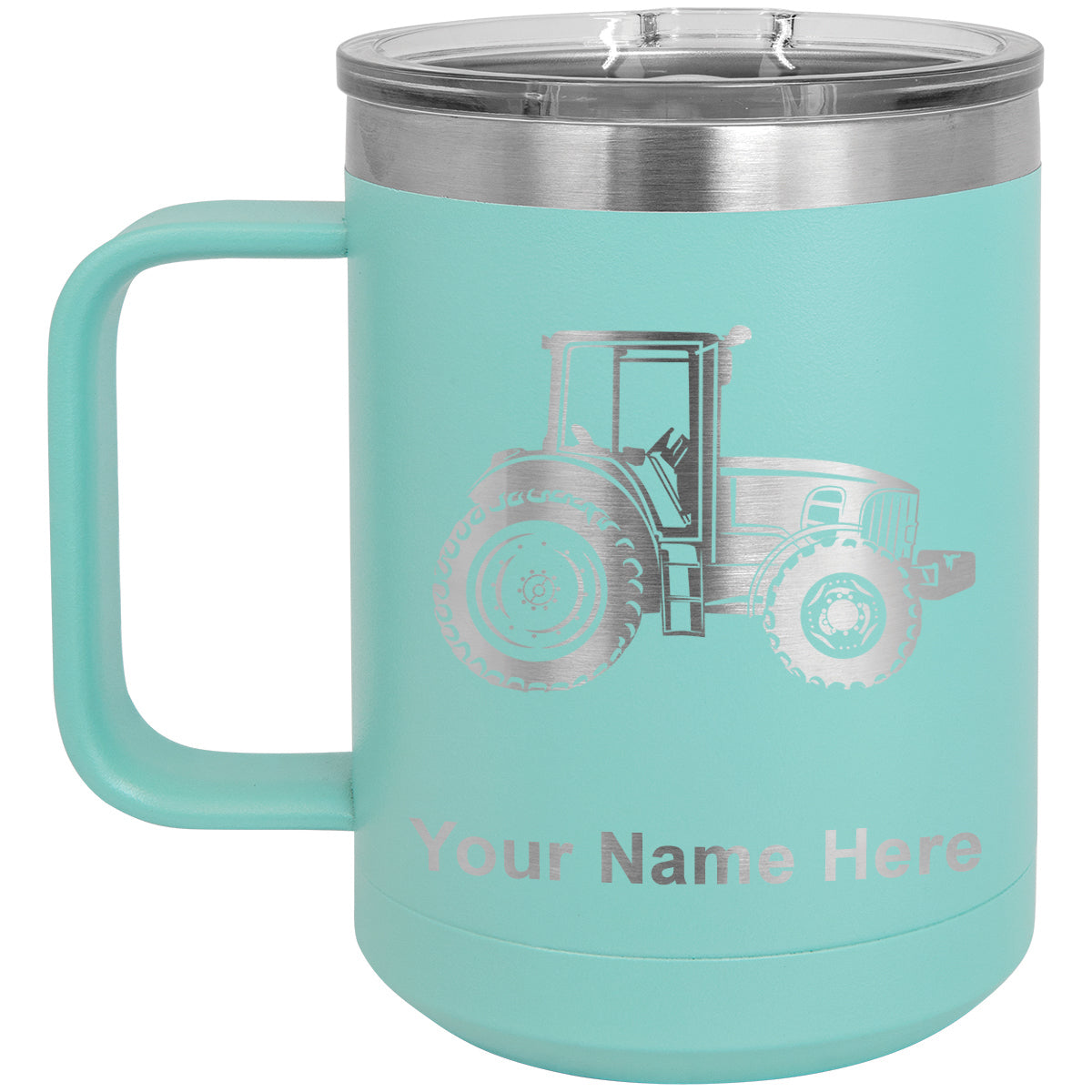 15oz Vacuum Insulated Coffee Mug, Farm Tractor, Personalized Engraving Included