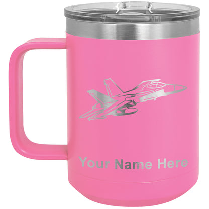 15oz Vacuum Insulated Coffee Mug, Fighter Jet 2, Personalized Engraving Included