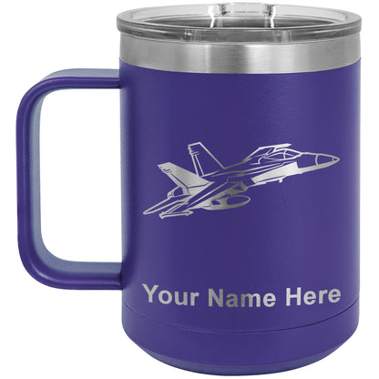15oz Vacuum Insulated Coffee Mug, Fighter Jet 2, Personalized Engraving Included