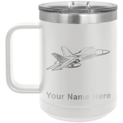 15oz Vacuum Insulated Coffee Mug, Fighter Jet 2, Personalized Engraving Included