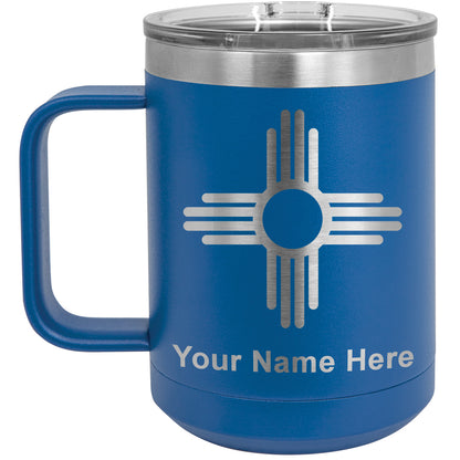 15oz Vacuum Insulated Coffee Mug, Flag of New Mexico, Personalized Engraving Included