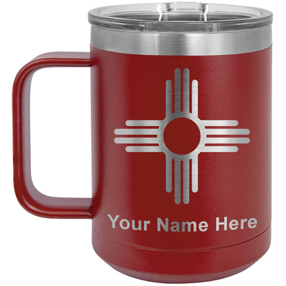 15oz Vacuum Insulated Coffee Mug, Flag of New Mexico, Personalized Engraving Included