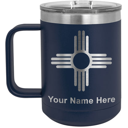 15oz Vacuum Insulated Coffee Mug, Flag of New Mexico, Personalized Engraving Included