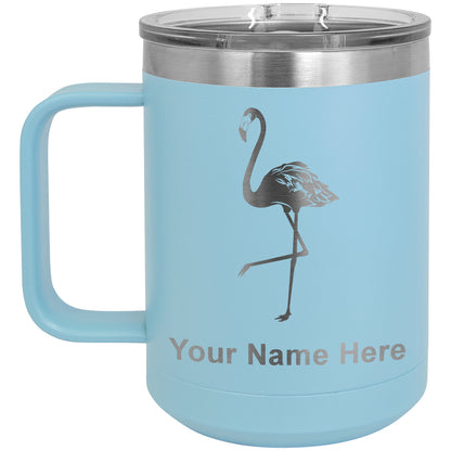 15oz Vacuum Insulated Coffee Mug, Flamingo, Personalized Engraving Included