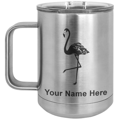 15oz Vacuum Insulated Coffee Mug, Flamingo, Personalized Engraving Included