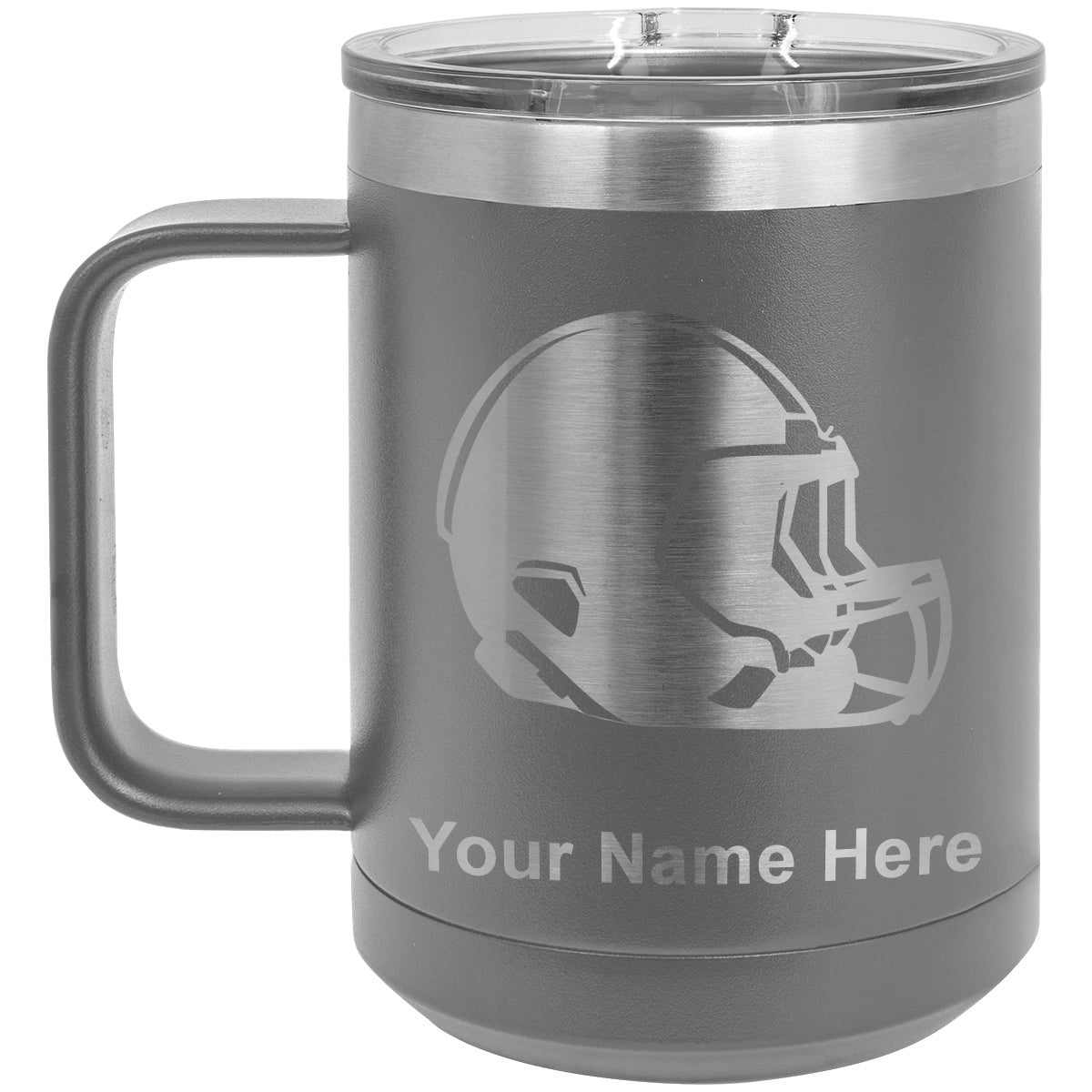 15oz Vacuum Insulated Coffee Mug, Football Helmet, Personalized Engraving Included