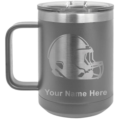 15oz Vacuum Insulated Coffee Mug, Football Helmet, Personalized Engraving Included