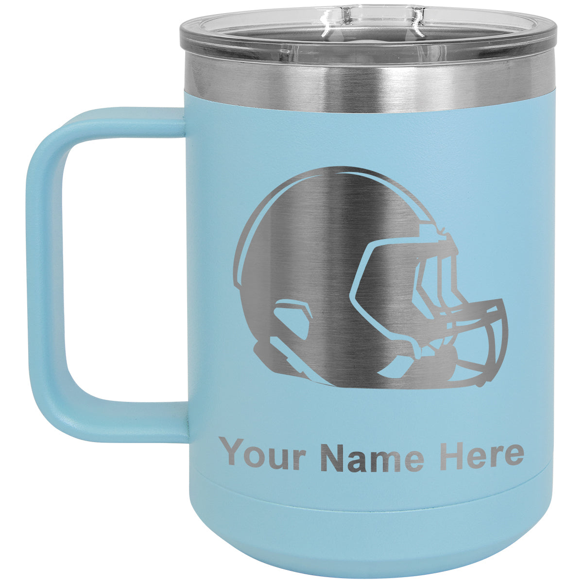 15oz Vacuum Insulated Coffee Mug, Football Helmet, Personalized Engraving Included