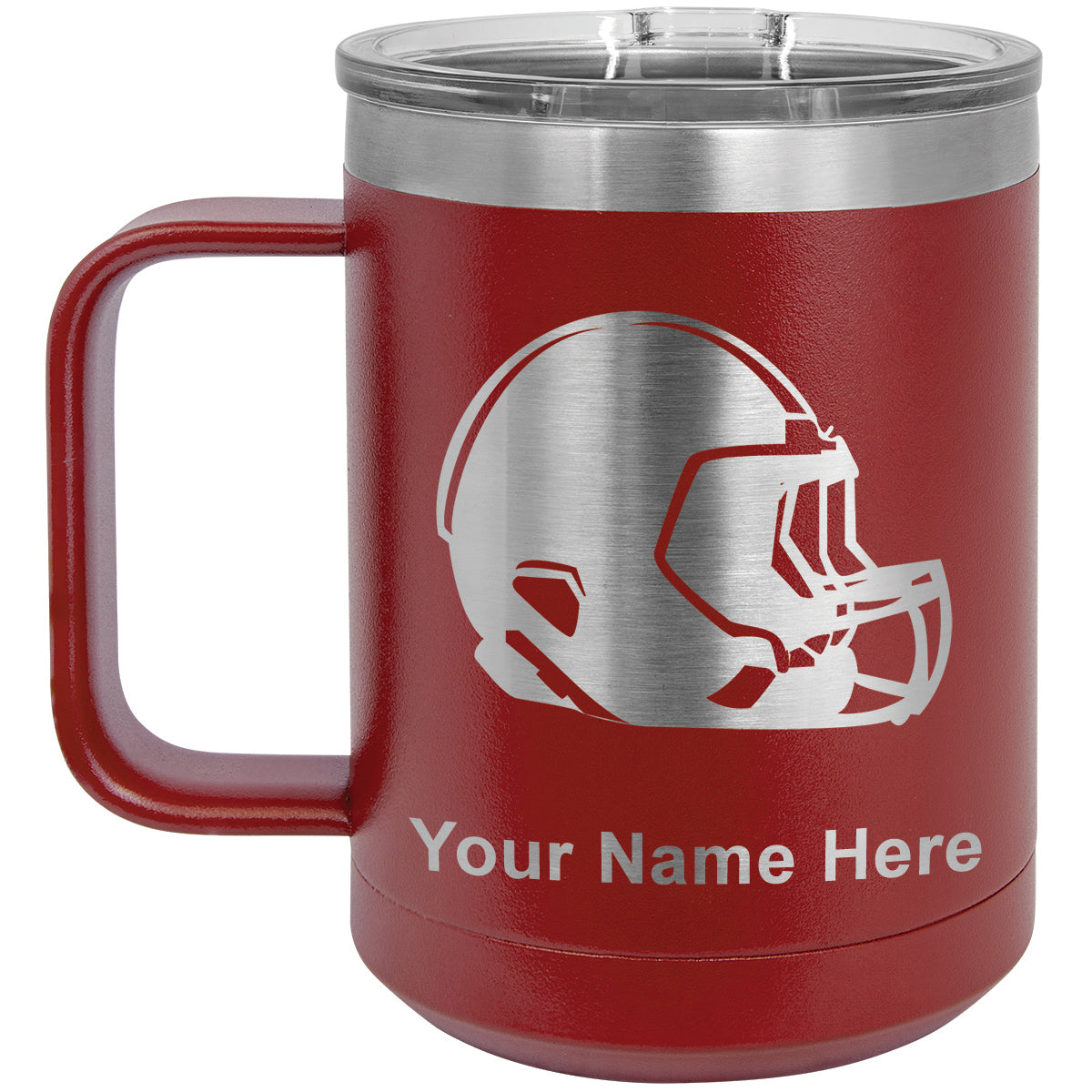 15oz Vacuum Insulated Coffee Mug, Football Helmet, Personalized Engraving Included