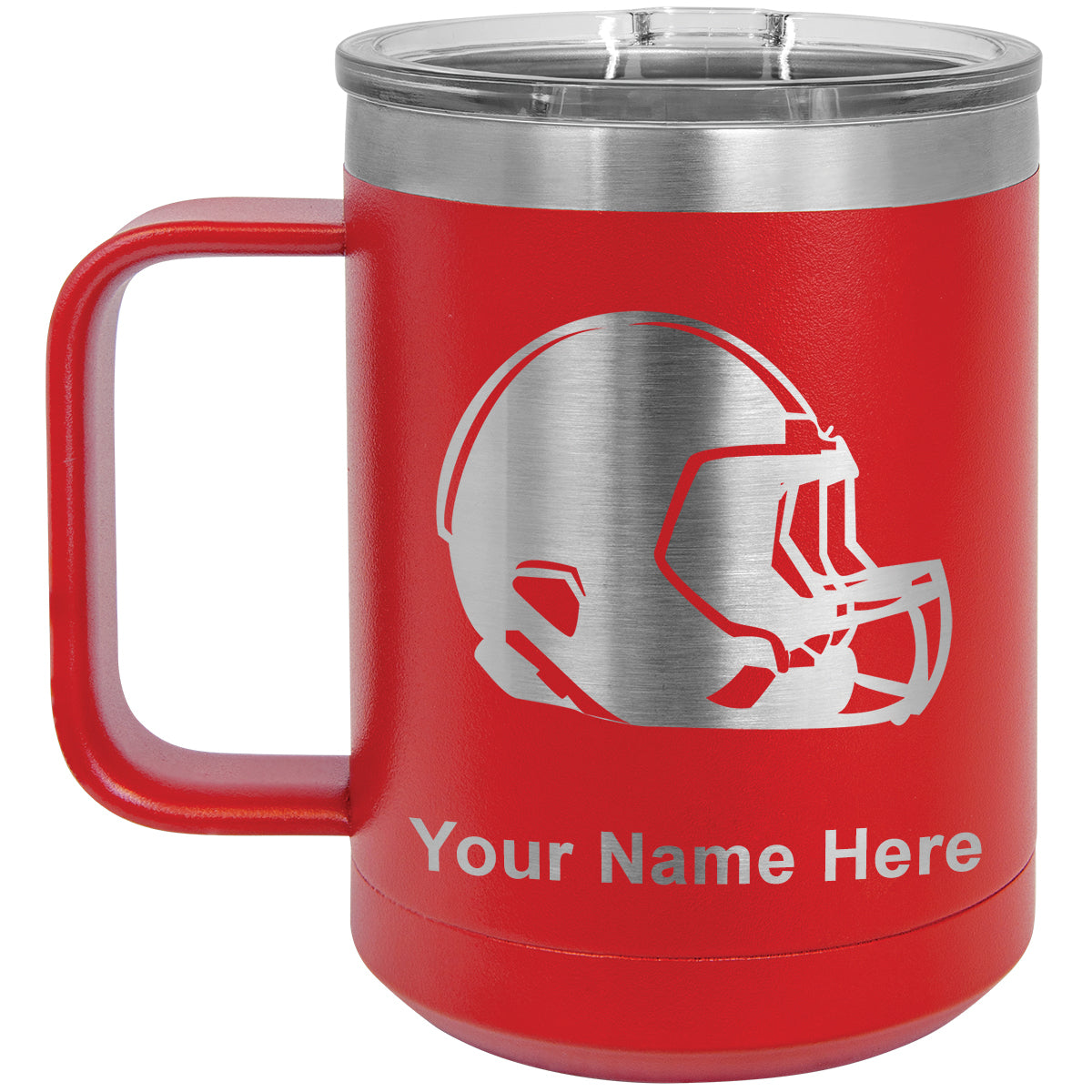 15oz Vacuum Insulated Coffee Mug, Football Helmet, Personalized Engraving Included